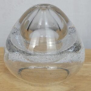 Crystal Clear Polish Mouth Blown Bubble Glass Votive Candle Holder 4" Modern